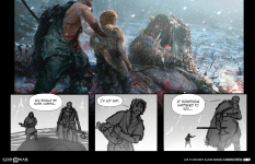 Concept art of The Hunt Storyboard from the video game God Of War by Joe M Kennedy