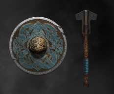 Concept art of Modi's Shield And Mace from the video game God Of War by Joe M Kennedy