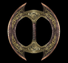 Concept art of Valkyrie Chakram from the video game God Of War by Yefim Kligerman
