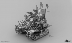 Concept art of Patriarch Tank from the video game Wasteland 3 by Tj Frame