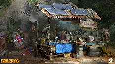 Concept art of Guerrilla Camp from the video game Far Cry 6 by Steve Hong