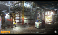 Concept art of Mckay Warehouse from the video game Far Cry 6 by Stephanie Lawrence