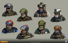 Concept art of Guerrilla Helmets from the video game Far Cry 6 by Vitalii Smyk