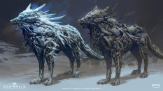 Concept art of Elemental Wolf from the video game New World by Stuart Kim