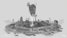 Concept art of Supernatural Spaces from the video game New World by Stuart Kim
