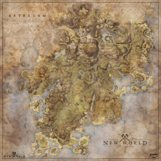 Concept art of New World Map from the video game New World by Charles Bradbury