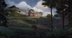 Concept art of Fort Hope from the video game Back 4 Blood by Michael Shinde
