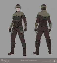Concept art of Leather Armour Female Version from the video game Demon Souls Remake by Dinulescu Alexandru