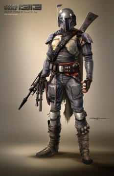 Boba Costume concept art from Star Wars 1313 by Gustavo Mendonca