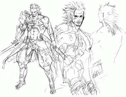 Sketches of Samuel for Metal Gear Rising: Revengeance