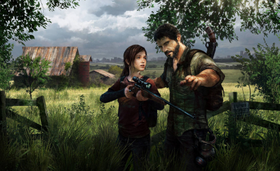 Concept art of Ellie getting shooting lessons from Joel for The Last of Us