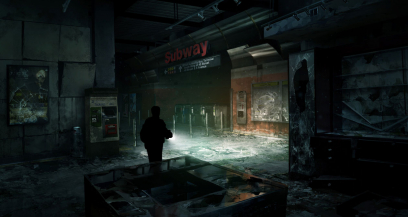 Concept art of a subway station for The Last of Us