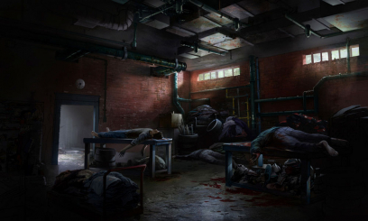 Concept art of a supply room for The Last of Us