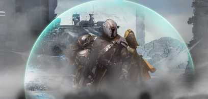 Concept art of 3 guardians in a force shield for Destiny