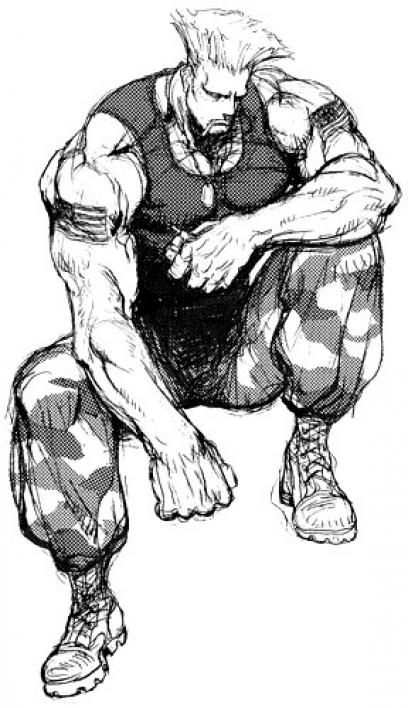 Concept art of Guile for Super Street Fighter II Turbo