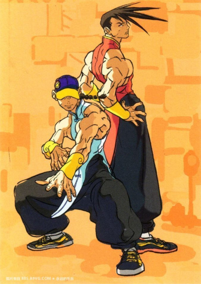 Concept art of Yang and Yun for Street Fighter III