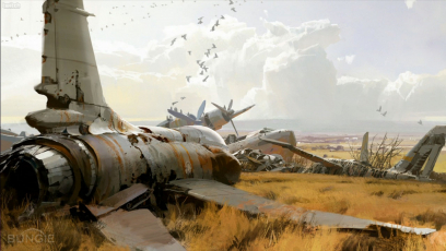 Concept artwork of a crash site for Destiny