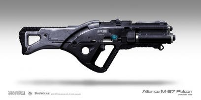 Concept artwork of Alliance M-37 Falcon for Mass Effect 3 by Brian Sum