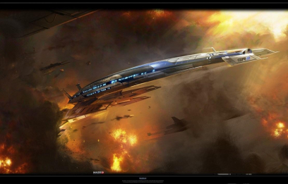 Concept artwork of Normandy Lithograph for Mass Effect 3 by Benjamin Huen