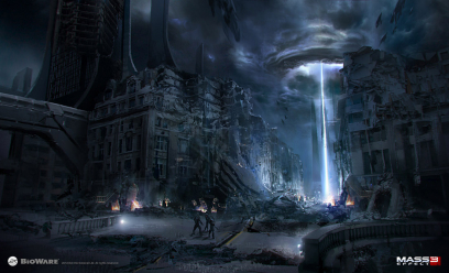 Concept artwork of Reaper Invasion London for Mass Effect 3 by Brian Sum