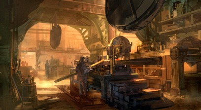 Early concept art of Finkton for Bioshock Infinite by Ben Lo