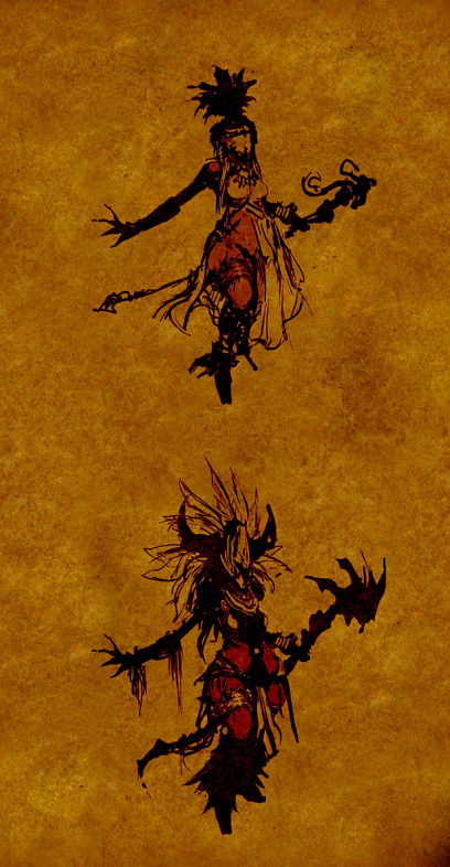 Concept art of a female witch doctor for Diablo III