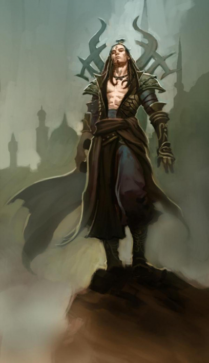 Concept art of a male wizard for Diablo III