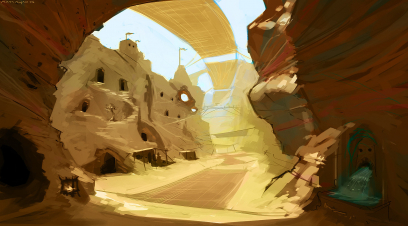 Desert town concept art for Diablo III