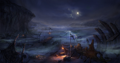 Lake town concept art for Diablo III