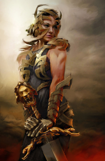 Concept art of armor concept for Guild Wars 2 by Daniel Dociu