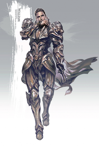 Concept art of male golden armor for Guild Wars 2 by Hyojin Ahn