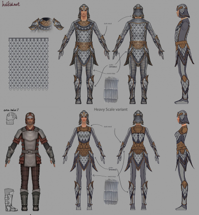 Concept art of heavy scale armor for Guild Wars 2 by Hai Phan
