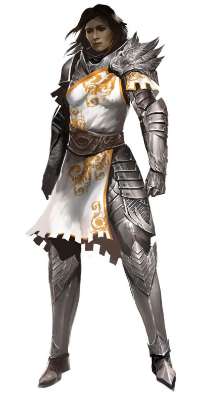 Concept art of female seraph guard armor for Guild Wars 2