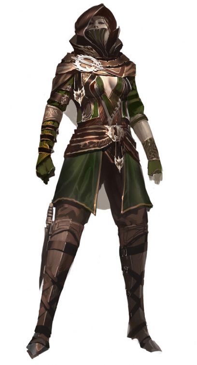 Concept art of female shining blade for Guild Wars 2