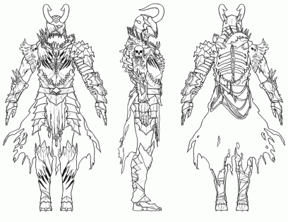 Concept art of orrian armor sketches for Guild Wars 2
