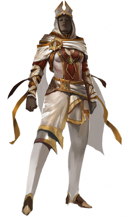 Concept art of female white mantle armor for Guild Wars 2