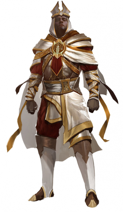 Concept art of male white mantle armor for Guild Wars 2