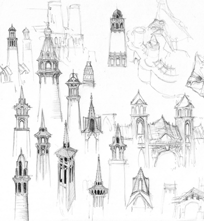 Concept art of divinity sketches for Guild Wars 2 by Matthew Barrett