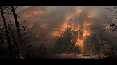 Concept art of orrian temple for Guild Wars 2 by Hyojin Ahn