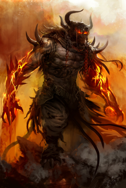 Concept art of flame lord for Guild Wars 2 by Kekai Kotaki