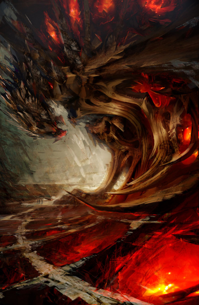 Concept art of destroyer dragon for Guild Wars 2 by Daniel Dociu