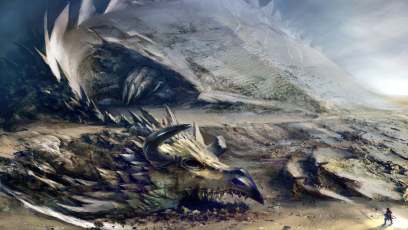 Concept art of orr dragon for Guild Wars 2 by Daniel Dociu