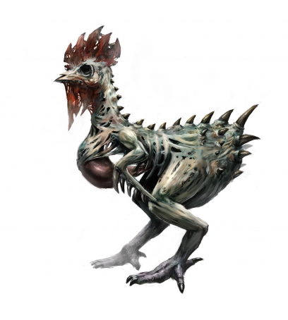 Concept art of undead chicken for Guild Wars 2 by Brian Lawver