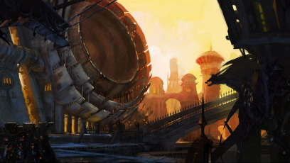Concept art of black citadel for Guild Wars 2 by Neal Hanson