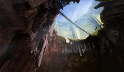 Concept art of divinity's sinkhole for Guild Wars 2 by Jason Stokes