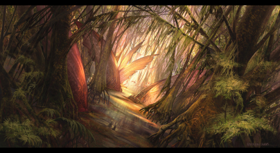 Concept art of forest for Guild Wars 2 by Hyojin Ahn