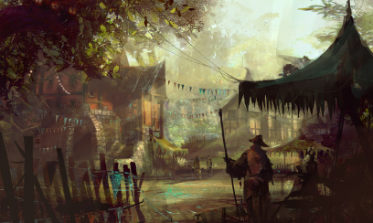 Concept art of environment concept for Guild Wars 2 by Richard Anderson