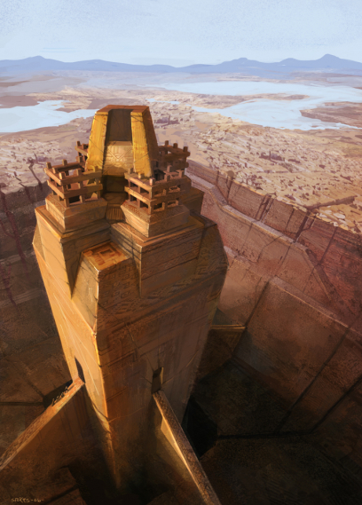 Concept art of temple pit for Guild Wars 2 by Jason Stokes