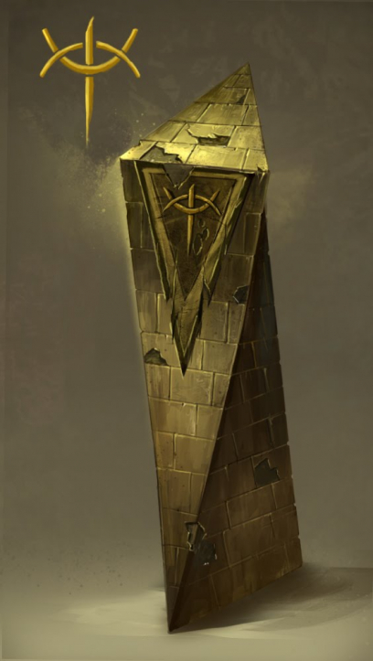 Concept art of orrian flag stand for Guild Wars 2 by Dave Bolton