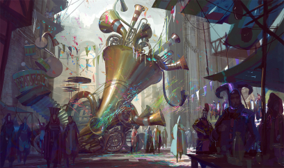 Concept art of divinity celebration for Guild Wars 2 by Levi Hopkins